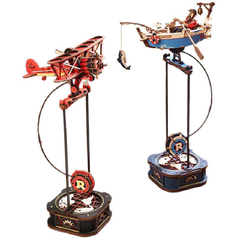 若客重力摇摆远航钓手diy手工积木王牌飞行员拼装创意男孩摆件