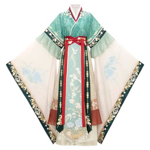 花朝记x昆剧南柯梦|花木琼英|南北朝汉服大袖襦半袖交窬裙绿色