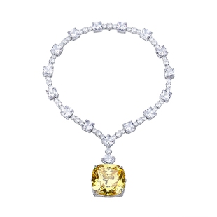 高级感 进口仿真钻石项链 925纯银黄钻石项链 奢华 气质 晚宴项链