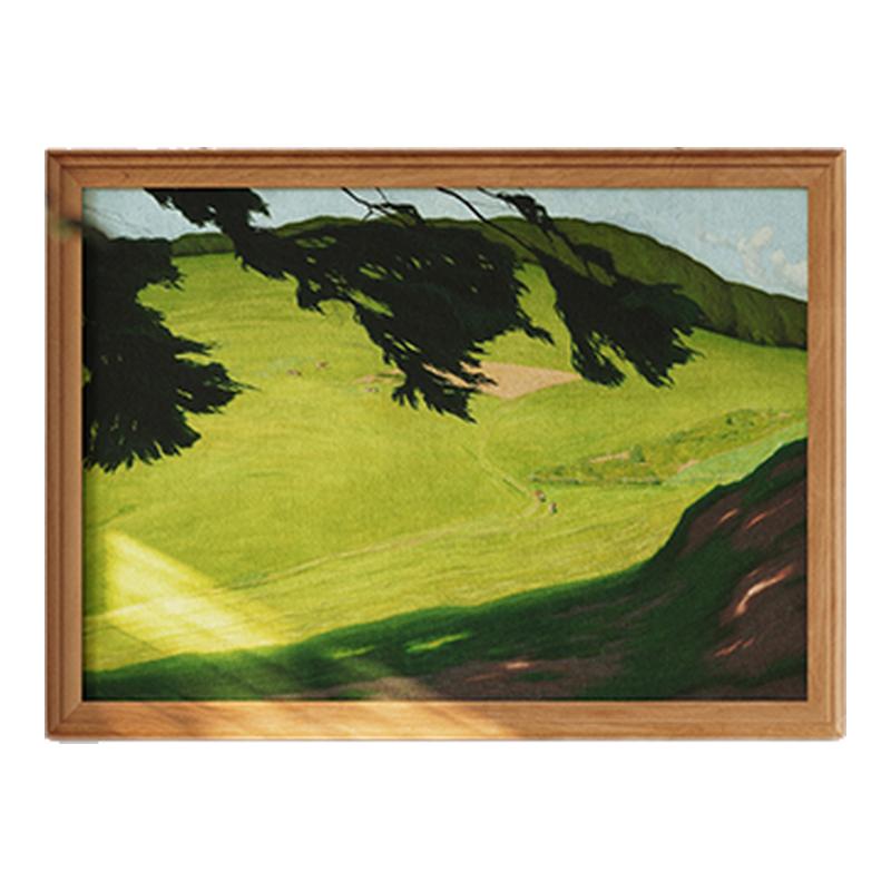碧野》轻法式客厅风景装饰画小众复古卧室床头挂画绿色中古风壁画