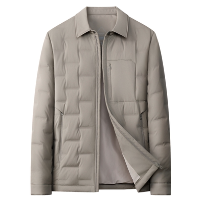 狄斯仑高端翻领轻薄羽绒服外套男