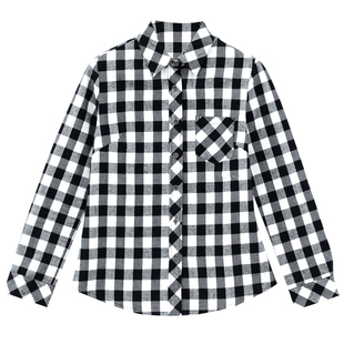 2025春季新款大码纯棉黑白妈妈格子衬衣女装宽松百搭外穿衬衫外套