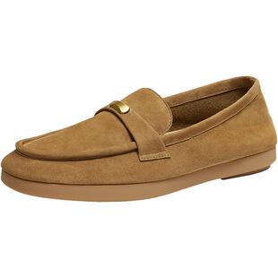 百思图26春商场新款羊皮乐福鞋老钱风小皮鞋一脚蹬女单鞋L2682AA6