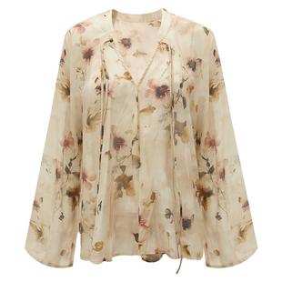 [断码清仓]COCOBELLA花卉印花炒色莱赛尔衬衫女新中式上衣SR3040