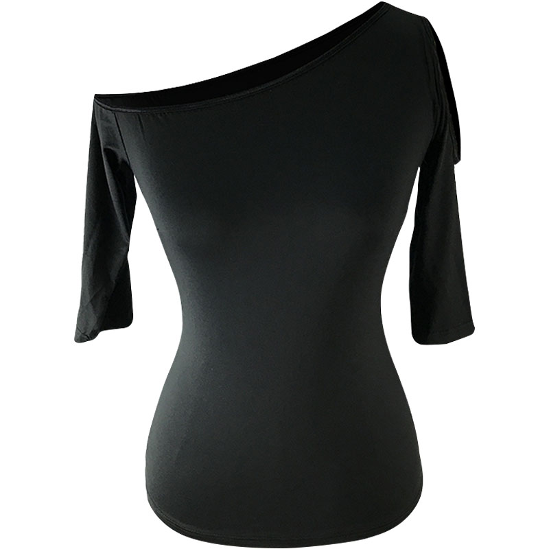 艾美舞服摩登舞练功服豹纹舞蹈上衣拉丁舞上衣女性感露肩时尚专业