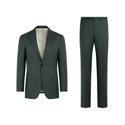 26夏季新品SUITSUPPLY深绿色热带羊毛无褶西装套装