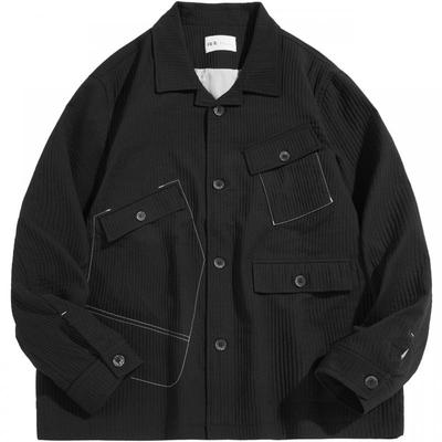 RS流石男装纯色极简假口袋外套