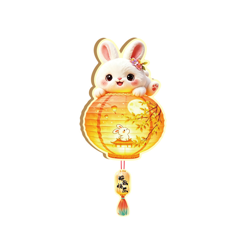 中秋卡通兔子儿童发光手提灯笼