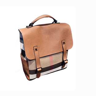 欧美时尚大容量旅行轻便双肩包2025新款真皮格子背包16寸电脑书包