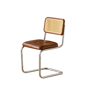 中古餐椅轻奢高级家用餐桌不锈钢靠背椅阳台休闲塑料藤编悬浮椅子