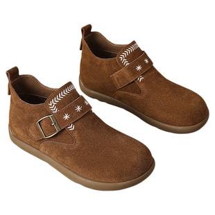 星期六复古真皮厚底全包勃肯鞋女新款增高软底单鞋女一脚蹬孕妇鞋