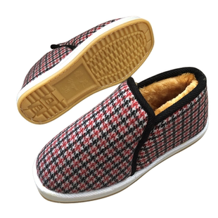 冬新款平跟泡沫牛筋底加绒加厚保暖高帮棉鞋居家中老年包跟棉拖鞋