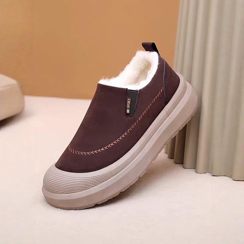 冬季款棉鞋男靴乐福鞋老北京布鞋加绒加厚保暖厚底防滑增高雪地靴