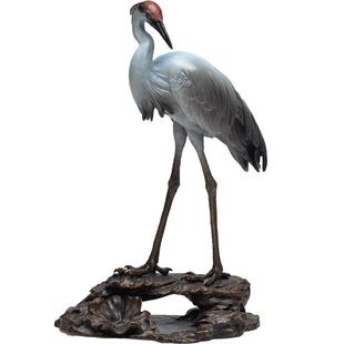 黄铜仙鹤一鹭莲科家居装饰品客厅柜子办公室桌面玄关摆件高档礼品