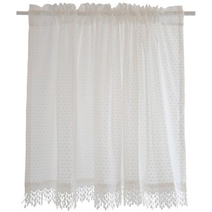 鸢尾乡旅窗纱帘半帘美式门帘蕾丝帘穿杆帘柜帘防尘帘咖啡帘半遮光