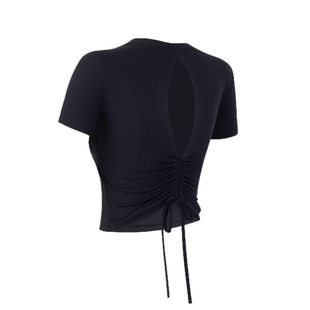 带胸垫瑜伽上衣短袖女2025新款抽绳普拉提训练服跑步运动健身t恤