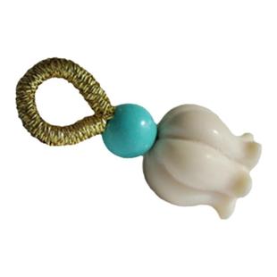 保真天然猛犸牙雕铃兰花弟子珠文玩手串个性配饰单颗配珠手链提溜