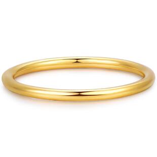 明牌珠宝足金实心戒指  黄金素圈女戒叠戴小金圈简约时尚 AFM0110