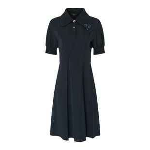 IDPAN莱赛尔短袖连衣裙女夏季新款大牌高端收腰显高减龄裙子