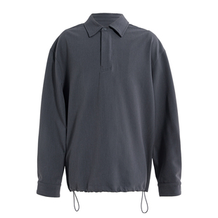 海上公路套头衬衫男士秋季高智通勤简约落肩松弛感休闲长袖Polo衫