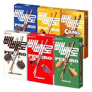 韩国新款盒装进口食品乐天派派乐饼干扁桃仁巧克力棒办公休闲零食