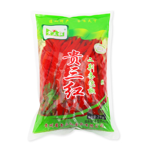 贵州特产泡椒老坛陈泡二荆条红辣椒4斤贵三红风味水泡椒泡菜调料