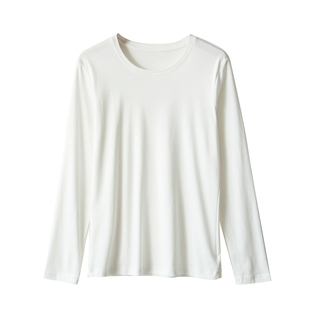 50支双面丝光匹马纯棉 液氨全棉T恤 女士圆领长袖 山东网店 女装