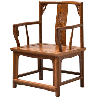 红木家具鸡翅木南宫椅实木仿古扶手靠背椅围椅客厅会客椅泡茶椅子