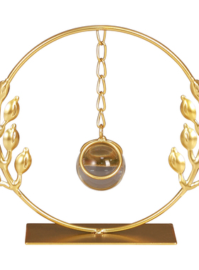 铁艺玻璃北欧金色麦穗水晶球摆件