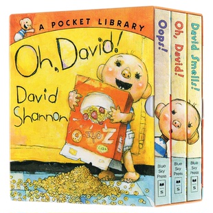 大卫不可以oops Oh David smells 大卫3本盒装David Shannon英文原版绘本纸板故事书 吴敏兰123书单亲子情商英语启蒙家庭早教
