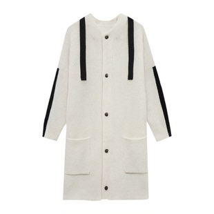 秋冬TUMA TB四杠加厚多口袋大衣高克重针织大毛衣外套连帽上衣