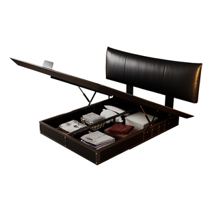 超薄床头碳素钢悬浮床架小户型现代轻奢主卧床不锈钢真皮软包婚床