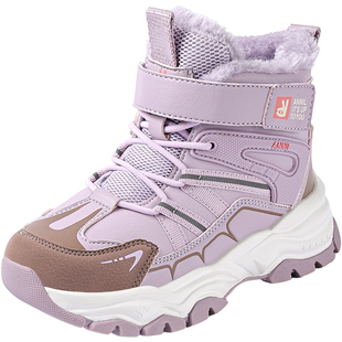 安奈儿女童雪地靴冬季新款防水大棉冬鞋大童加绒加厚保暖儿童棉鞋