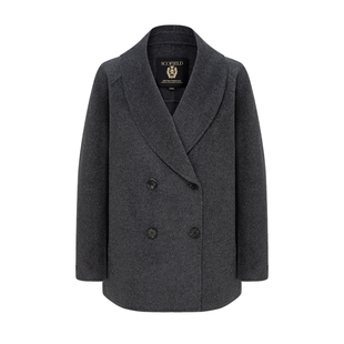 【羊毛+桑蚕丝】Scofield女围巾领双排扣双面呢大衣2025秋冬新品