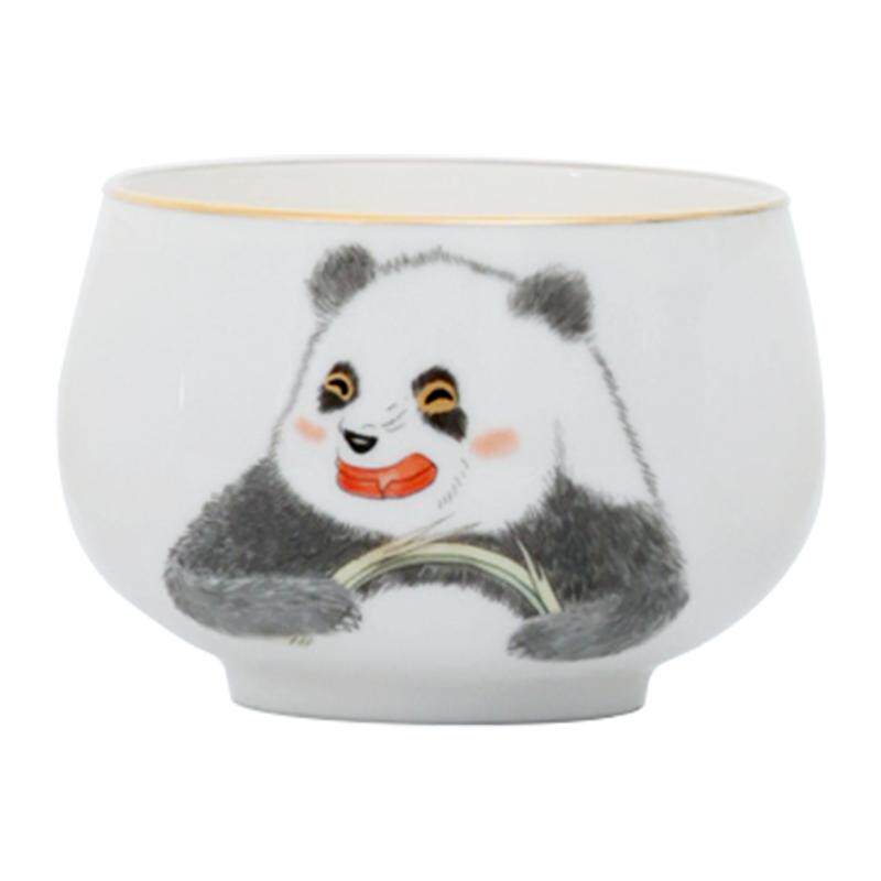 国家非遗八义窑白玉熊猫品茗杯