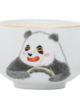 国家非遗八义窑白玉熊猫品茗杯
