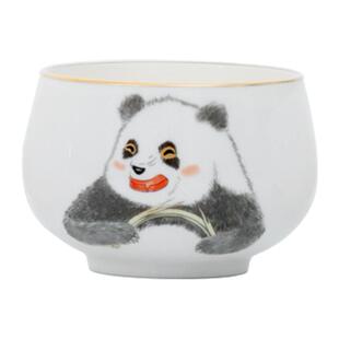 八义陶瓷白玉熊猫茶具茶杯主人杯白瓷印花陶瓷家用办公室新款高端