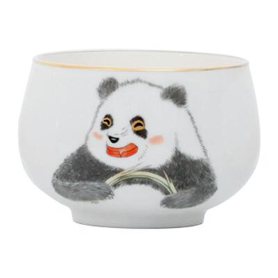 国家非遗八义窑白玉熊猫品茗杯