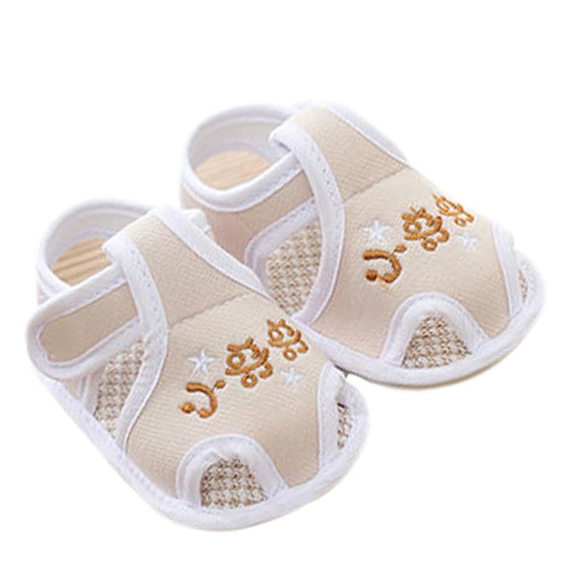 夏季0-1岁男女宝宝透气步前鞋软底防滑包头新生婴幼儿凉鞋布鞋子