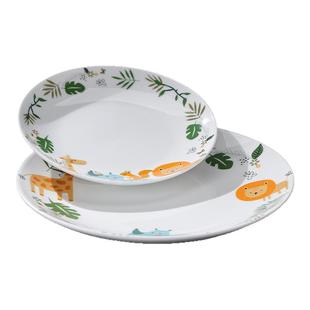 景德镇官方陶瓷无铅釉中盘子家用高温白瓷饭碗杯儿童餐具开学礼物