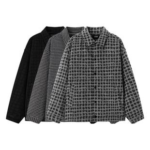 森马夹克男格纹绒感雪尼尔牛仔外套冬季棉服宽松教练服复古时尚潮