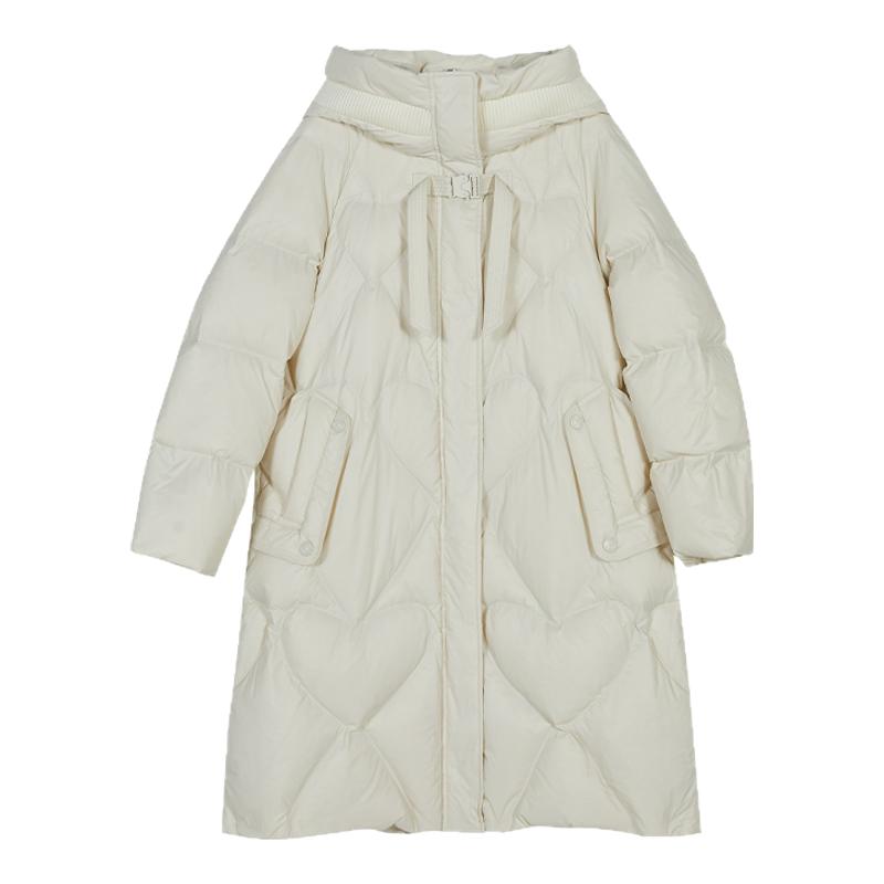 紫淑2025年连帽冬中长款羽绒服