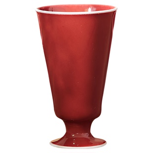 栖凤居景德镇豇豆红折腰葫芦杯主人杯个人专用品茗杯泡茶杯