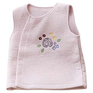 汤尼倍儿女宝宝夹棉马甲秋冬季保暖上衣服新生婴儿背心坎肩小马夹