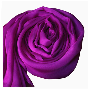 高级感真丝围巾女2025新款桑蚕丝巾长款纱巾披肩秋冬季紫红色围脖