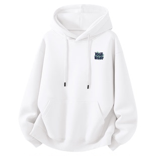 Jeep吉普白色连帽卫衣男款春秋新款2026加绒加厚套头保暖外套宽松