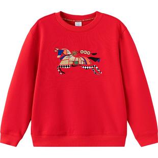 【商场同款】巴拉巴拉儿童卫衣中大童红色t恤春秋款童装男童女童