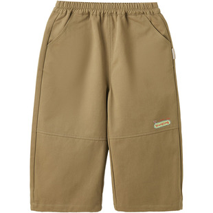 博睿恩男女童休闲裤子2026春新款宝宝时尚纯棉直筒长裤百搭廓形