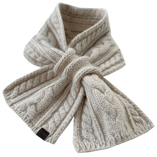 一眼爱上~手打麻花懒人交叉围巾女100％纯羊毛保暖冬季不扎围脖