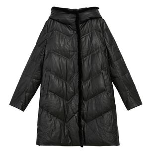 YINER音儿专选女装冬季中长款厚实水貂毛领高克重绵羊真皮羽绒服